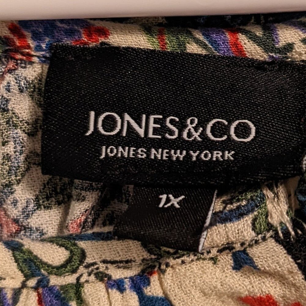 Jones & Co Womens 1X Top LS Colorful Geometric Print Hippy Y2K Festival Flowy - Picture 8 of 10